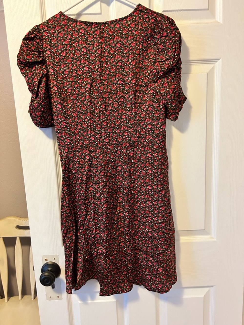 GAP Black Mini Dress with Red and Pink Floral - Picture 6 of 9